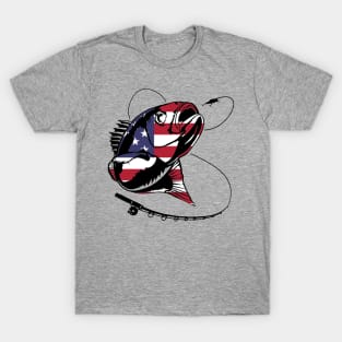 4th of July Fishing American Flag T-Shirt